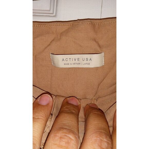 NWT Active USA Women's Large Brown High Waisted Paperbag pants - Picture 3 of 7